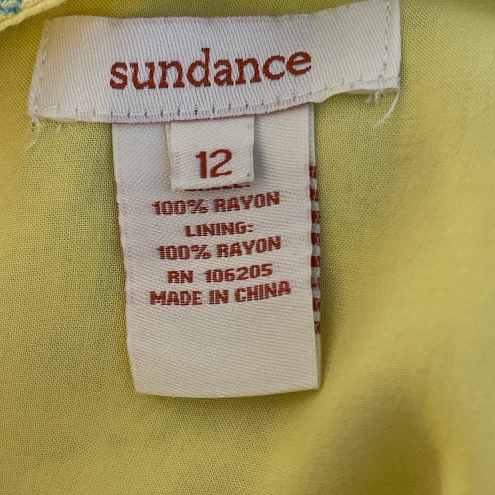 Sundance Size 12 Yellow Boho Medallion Maxi Dress 100% Rayon - Picture 7 of 7